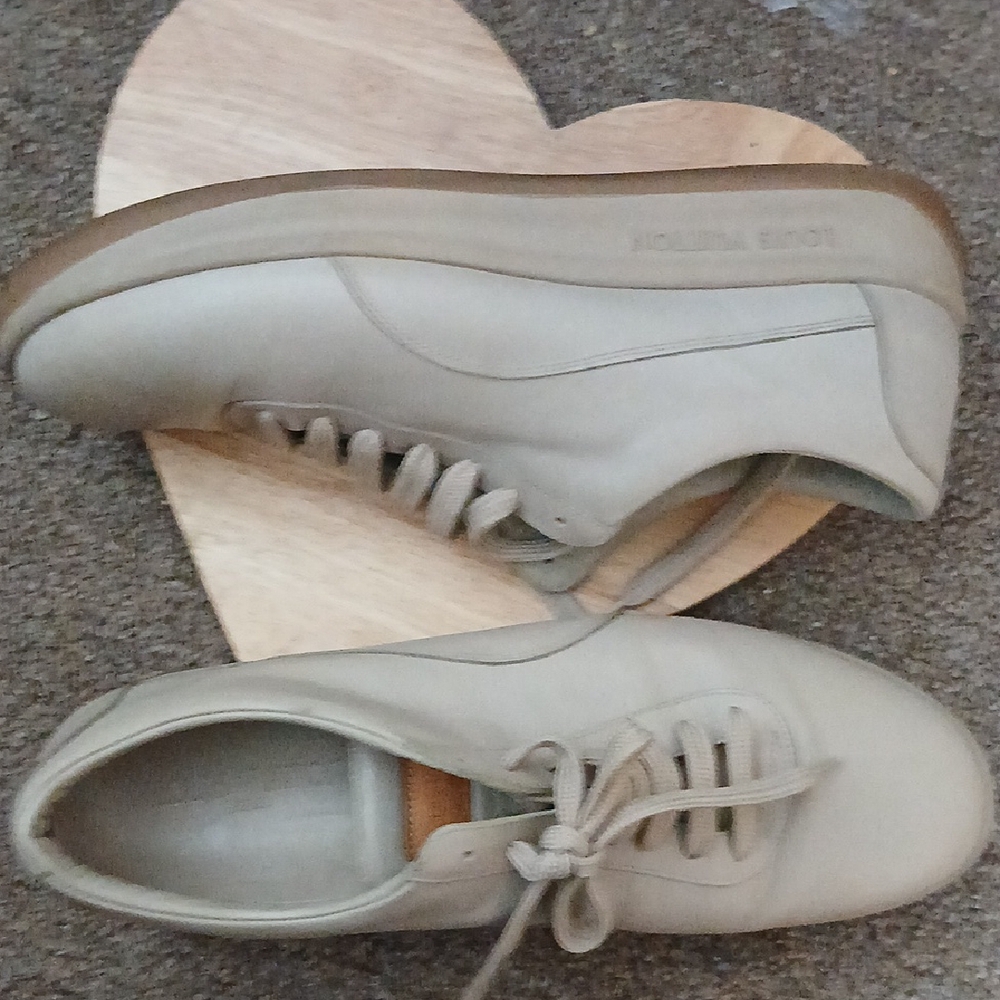 Cream Casual Sneakers with Lace-up Design